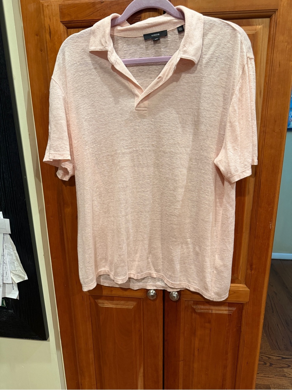 Vince Men's Light Pink Polo Shirt
